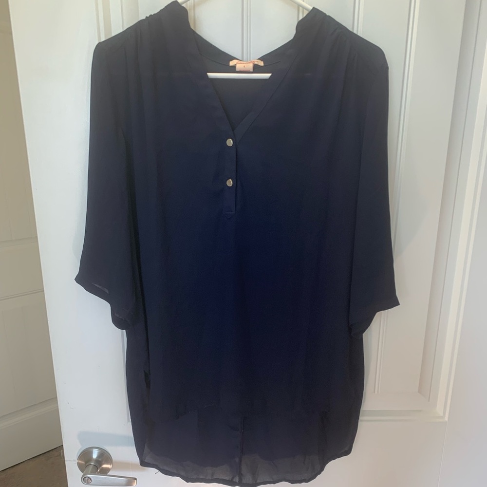 🔥2/$10🔥 Sheer navy blue shirt